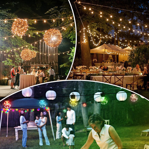 Waterproof,50FT 25LEDs G40 8 FREECUBE Solar String Lights Outdoor Warm White & Multicolor Hanging Lights Globe Solar