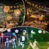 Waterproof,50FT 25LEDs G40 8 FREECUBE Solar String Lights Outdoor Warm White & Multicolor Hanging Lights Globe Solar