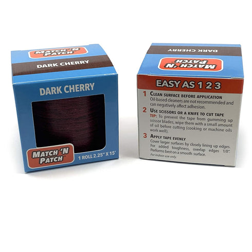 MATCH 'N PATCH Realistic Wood Grain Repair Tape - Dark Cherry, 2.25 inch x 15 feet, Durable Multi-Use Adhesive Tape for