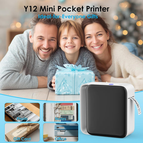 KNAON Y12 Bluetooth Label Maker Machine (No Tape), Wireless Thermal Sticker Printer for Home, Kitchen, Office
