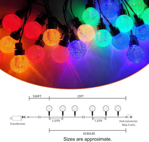 AWQ 35 Commercial 20 G50 Bulbs FT Globe String Lights Outdoor Grade Light with Shatterproof LED Waterproof Extendable