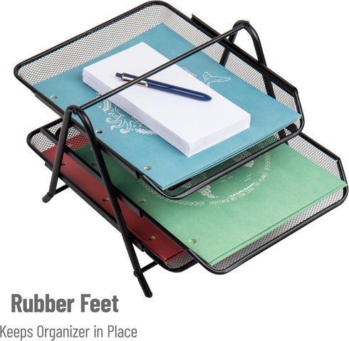 Mind Reader 3-Tier Paper Tray, Desktop Organizer for File Storage, Metal Mesh, Black