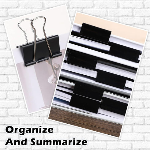 Yexiya 300 Pcs Large Binder Clips, Bulk Big Paper Clamps for Teachers, Students, School Office Supplies (Black, 1.61