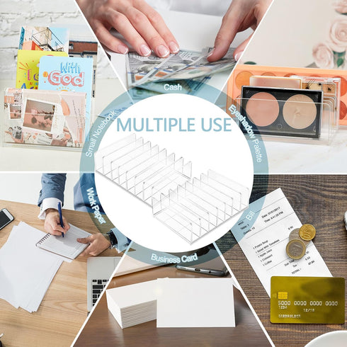 Geetery 4 Pcs Clear Acrylic Cash Tray for Cash Stuffing, Mail Sorter Organizer for Desk, Envelope, Bill, and Business