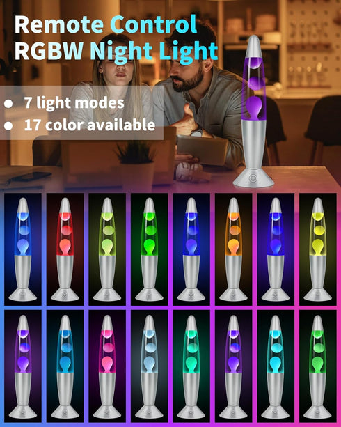 17 13.5" Colors Changing Liquid Motion Lamp with Remote: Purple LED Night Light for Kids Adults - Relaxing Table lamp