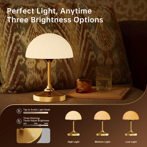 Lamps,5000mAh Dimmable Dawnwake Mushroom Lamp Cordless Lamp Table Lamp,Outdoor Waterproof Shower Rechargeble Battery