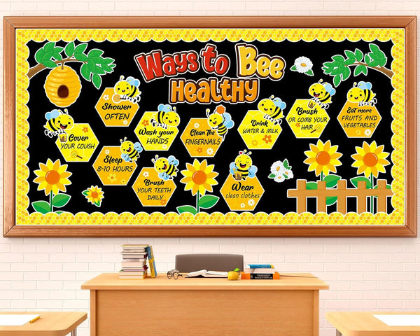 Spring Bee Classroom Decoration, Ways to Bee Healthy Bulletin Board, Healthy Paper Cutouts for School Wall Decor