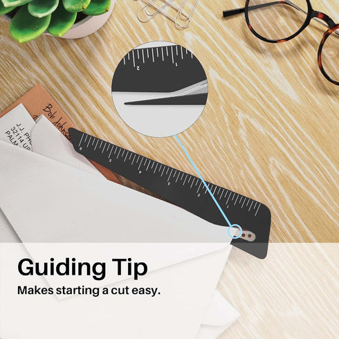 Uncommon Desks Ruler & Letter Opener Combo, Easy to Hold, Black 6 Inch Ruler, Perfect for Crafts and Sewing (3 Pack)
