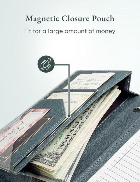 Green Server Book with Zipper Pocket and Magnetic Closure Server Booklet Waitress Book Serving Book with Money Pocket