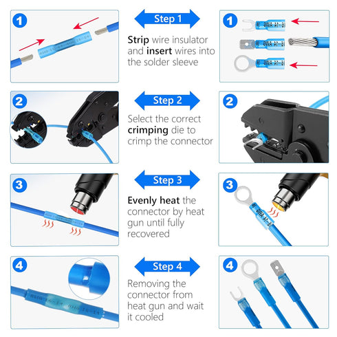 Kuject 90PCS Heat Shrink Wire Connectors Waterproof Electrical Terminals Kit, Insulated Crimp Connectors for Automotive