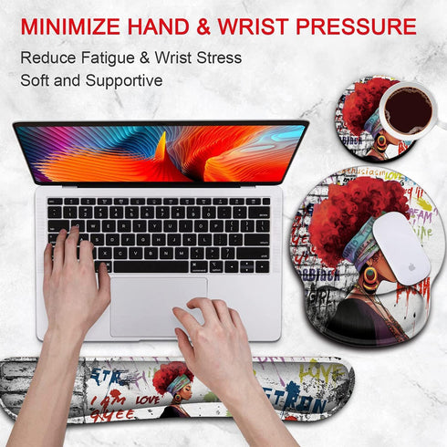 Ergonomic Mouse Pad Wrist Support Gel and Keyboard Wrist Rest Set for Laptop, Gaming, Office, Durable and Comfortable