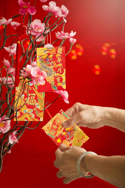 Chinese Red Envelopes, Lucky Money Envelopes for 2024 Chinese New Year, Small (6 Patterns, 36 Pcs) Cartoon Gold