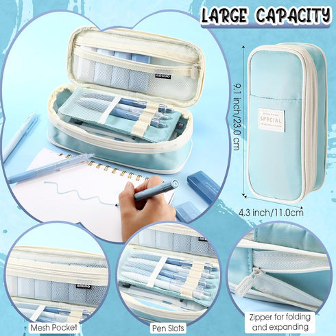 Janlaugh 38 Pcs Aesthetic College School Supplies, Pen Case, Sticky Notes, Gel Pens, Highlighters for Girls Students