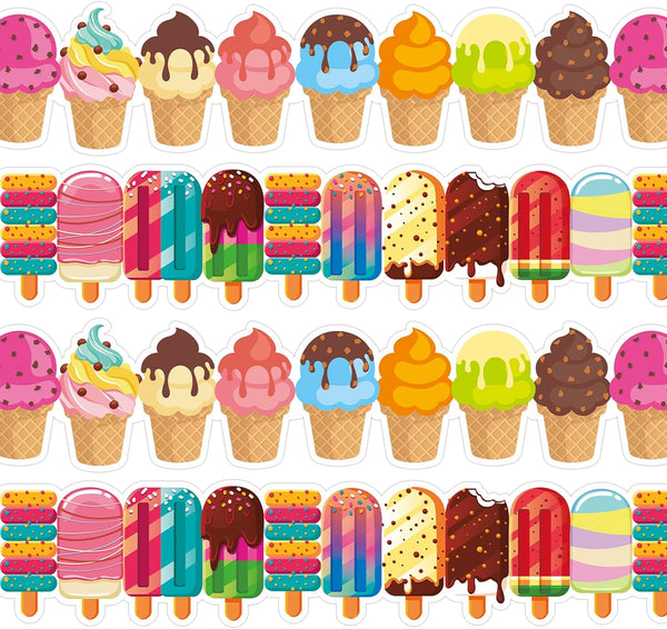 Ice Pops and Ice Cream Borders Set Cool Summer Classroom Bulletin Board Border 72 Feet