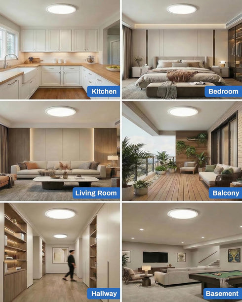 11in 2 Pack 5CCT 3000-6500K, 1100LM Dimmable 0.52in LEDYOND Flush Mount Ceiling Light White, LED Flat Panel Light