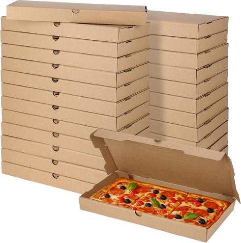 AmazingSpark 50 Pcs Pizza Boxes 14 x 7 x 1.5 Inch Kraft Flatbread