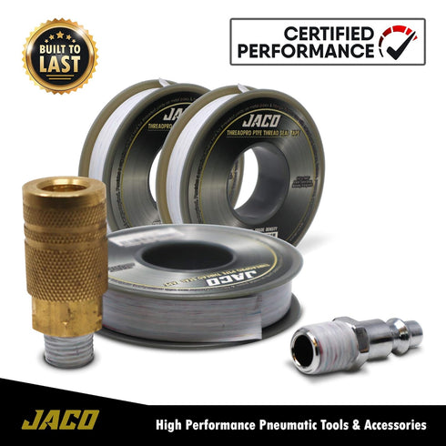 JACO ThreadPro High-Density Thread Seal Tape, 1/2" x 125 ft. (Mega Roll) | Professional PTFE Pipe Sealant (3-Pack)