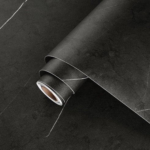 Matte Marble Black Contact Paper Peel and Stick Black Wallpaper for Bathroom Vinyl Waterproof Marble Black Contact Paper for Countertops Kitchen Countertop Covers 15.8''x78.8'' Wall Paper by Wallercity