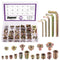 Swpeet 175Pcs M4 M5 M6 M8 M10 Metric Carbon Steel Color Zinc Plated Threaded Inserts Nuts and T-Nut 4 Pronged Tee Blind