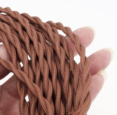 RTNLIT 16.4Ft Twisted Cloth Covered Lamp Cord with Switch Button and Molded Plug, 18-Gauge Fabric Electrical Cord,