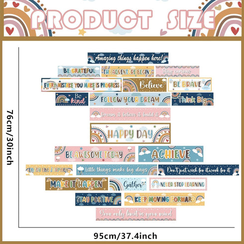 gisgfim 23Pcs Inspirational Bulletin Board Decorations, Laminated Quote Positive Affirmation Banners for Classroom