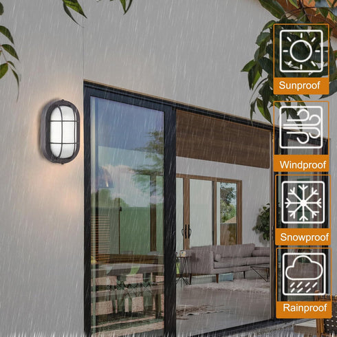 Dimmable, 6W 60W, 450 3000K 80CRI, WISBEAM LED Bulkhead Light, Outdoor LED Wall Light for House, Replace Lumen Daylight