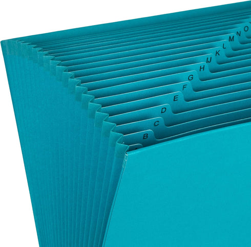 Blue Summit Teal Expanding File, Open Top, Letter Size, A-Z Organizer, 21 Pockets