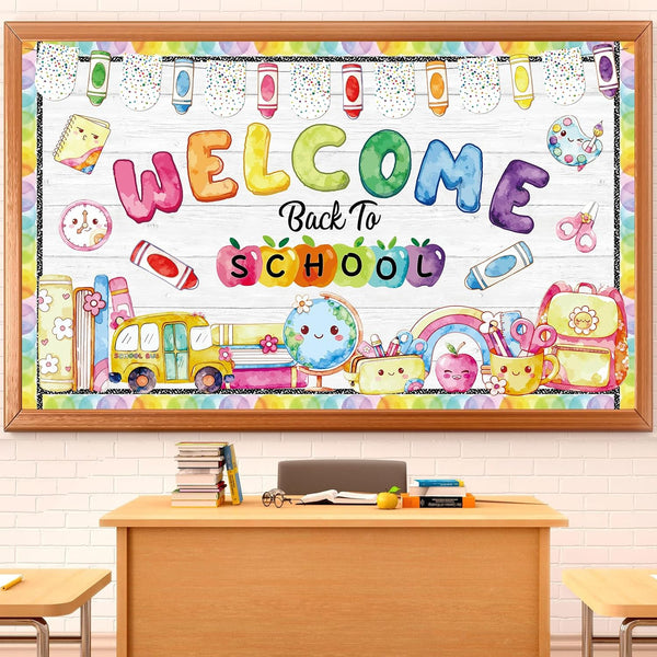 Afniimyapt Welcome Back to School Bulletin Board Decorations Set Crayon Bulletin Board Cutouts