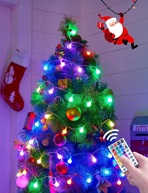 33 100 (16Color Minetom Color Changing Globe String Lights, Feet Led Fairy Lights Plug in with Timer Remote, Christmas