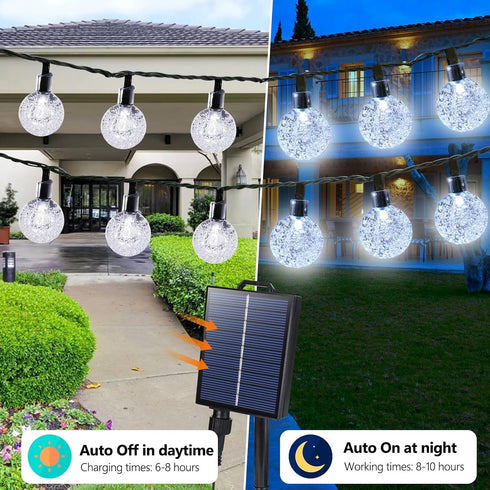65FT 100LED 8 Joomer Solar String Lights Outdoor, Globe String Lights Lighting Modes, Waterproof Solar Powered Patio