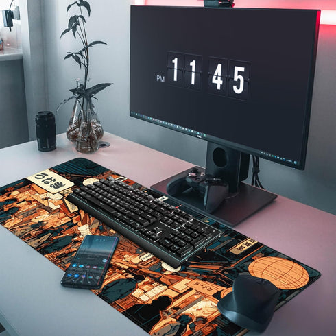 Japanese Street Gaming Mouse Pad Large, Anime Mouse Mat Desk Pad, 31.5 x 11.8 Extended Keyboard Mousepad with Non-Slip