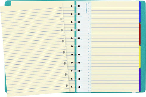 Filofax REFILLABLE NOTEBOOK CLASSIC, 10.8" x 8.5" Aqua - Elegant leather-look cover with moveable pages - Elastic closure, index, pocket and page marker (B115106U), Letter Size by Filofax