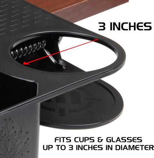 ENHANCE Clip On Desk Cup Holder - Desktop Organizer Clamp for Water Bottle, Remote & Office Supplies