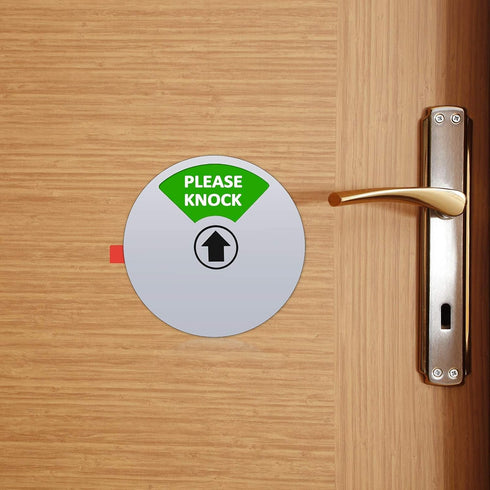 Privacy Sign, Do Not Disturb/Please Knock/Out of Office Sign, Office Door Sign for Availability (5inch, Silver)