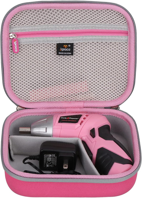 Aproca Hard Travel Storage Case for Hi-Spec 27pc 3.6V Pink USB Cordless Power Electric Screwdriver Set
