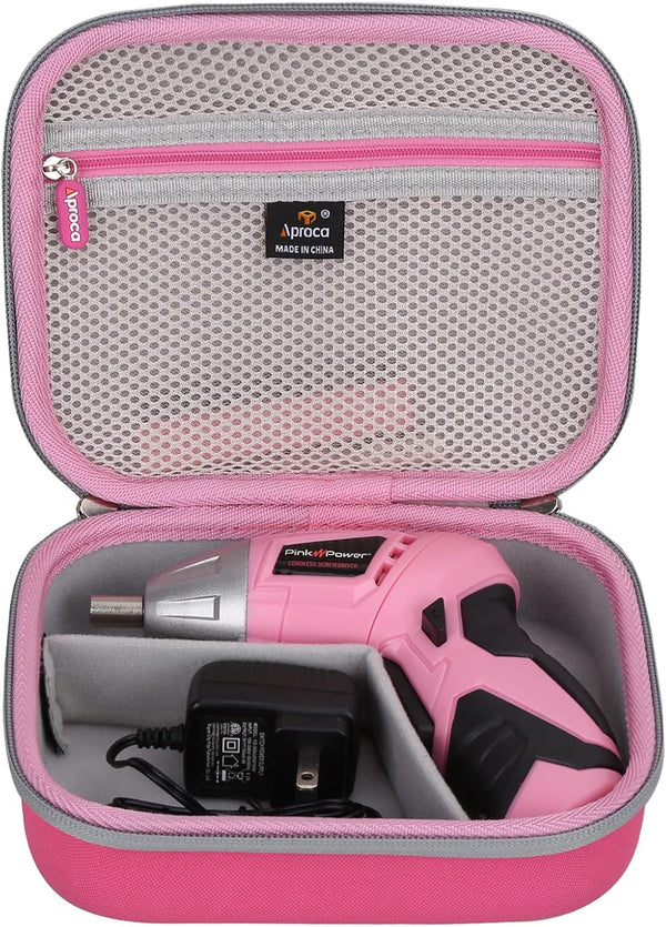 Aproca Hard Travel Storage Case for Hi-Spec 27pc 3.6V Pink USB Cordless Power Electric Screwdriver Set