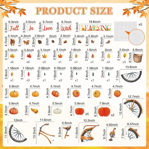 Blosssound Fall Bulletin Board Decorations Set, Autumn Cutouts, 3D Honeycomb Paper Pumpkin Maple Leaf for Thanksgiving