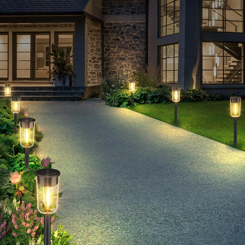 8 Pack Solar Pathway Lights, Waterproof Solar Garden Stake Lights for Outside Yard Landscape Decor
