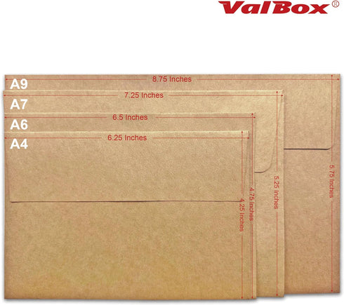ValBox A9 Brown Kraft Invitation Envelopes, 250 Count, 5.75 x 8.75 Inches with Self Adhesive Seal