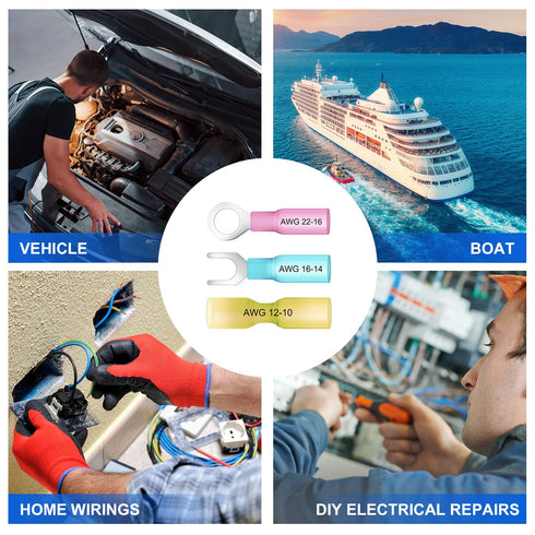 620Pcs Heat Shrink Wire Connectors - Insulated Electrical Terminals Kit, Waterproof Marine Automotive Assortment