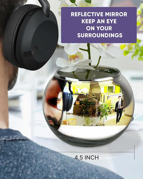 Skywin Convex Mirror Vase Silver Cubicle Decorations - 4.5 Inch Multipurpose Cubicle Mirror, Desk Mirror to See Behind You - Aesthetic Office Cubicle Accessories, Office Cubicle Decor Organizer