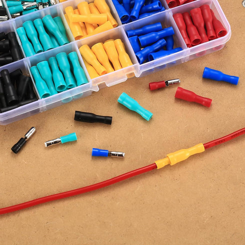 200 Pcs Bullet Connectors Male and Female, 22-16AWG Insulated Splice Crimp Terminals for Electrical