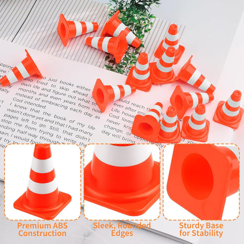 Pretwad 30pcs Mini Traffic Cones, Plastic Miniature Road Safety Cones Training Small Sports Construction Barricades