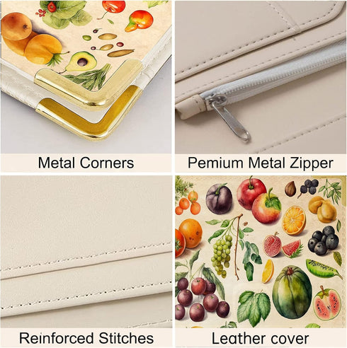 Vegetable Fruit Collection Server Book High Volume Orange,Apple Books for Bartender PU Leather Waitress Book