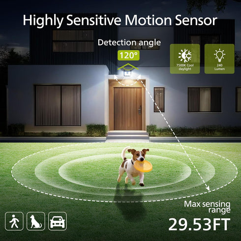 120 Lights,3 Philips Solar Lights Motion Sensor Outdoor, LEDs Solar Powered Security Lighting Modes, Waterproof Wall