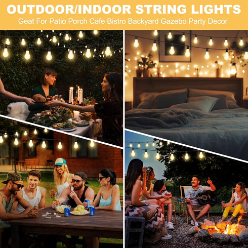 75FT 35+3 Bulbs, 2FT Bulbs Dimmable Commercial Outdoor String Lights with Waterproof Apart, & Connectbale, Grade Patio