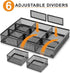 Marbrasse 3 Packs Desk Drawer Organizers, Tray with 9 Adjustable Compartments for Makeup & Office Supplies (2Pack-Black)