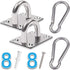 2PCS M8 Heavy Duty Square Stainless Steel Pad Eye Hook - Includes Snap Hooks and Screws for Ceiling Hook