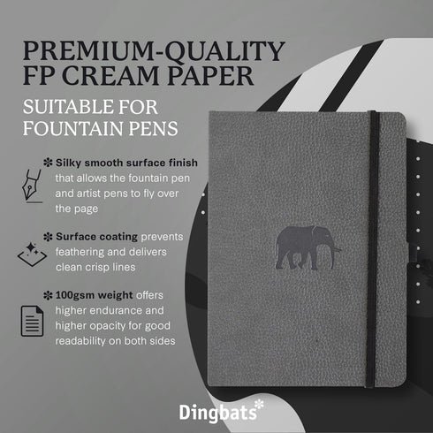 Dingbats A5 Wildlife Dotted Notebook Journal - Premium Vegan Leather Softcover Executive Journal for Women & Men - Work, Note Taking, Writing & Travel