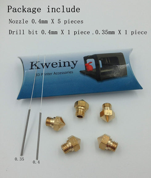 MK10 0.4mm Brass Nozzle for 3D Printer Makerbot & Extruder Cleaning Tools, M7 Thread